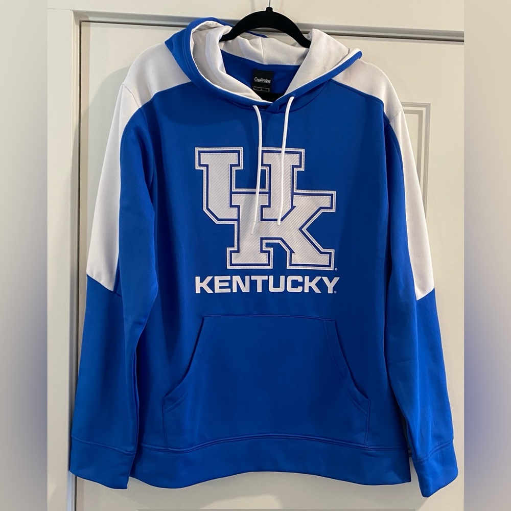 Men’s Kentucky Wildcats Hoodie w/  bold UK Logo in Colosseum Blue and White. NEW